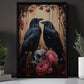 The Meeting Of Ravens, Raven Canvas Painting, Spooky Season Wall Art Decor, Halloween Poster Gift For Raven Lovers