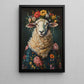 A Sheep's Blossom Portrait, Floral Victorian Sheep Canvas Painting, Victorian Animal Wall Art Decor, Poster Gift For Sheep Lovers