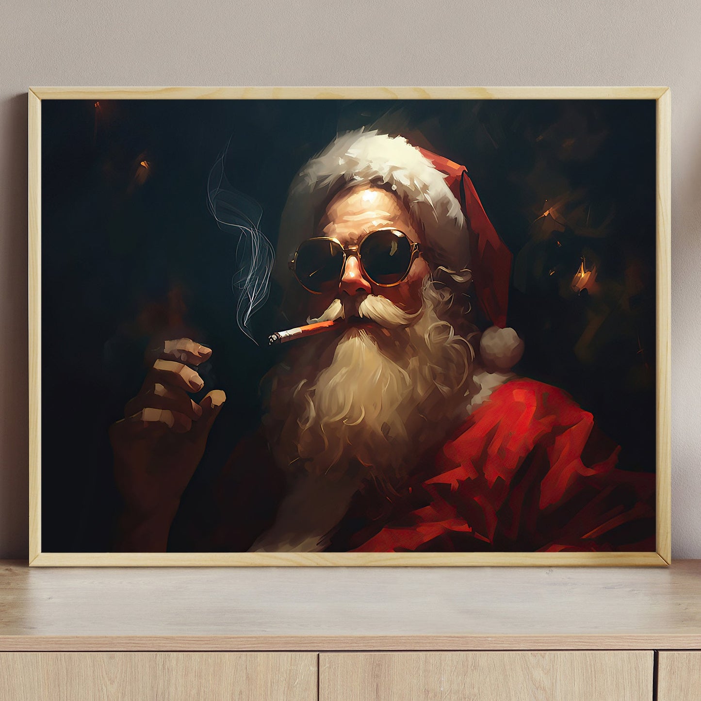 Santa's Cool Yule Vibe, Santa Claus Christmas Canvas Painting, Xmas Wall Art Decor - Christmas Poster Gift For Santa Claus Lovers