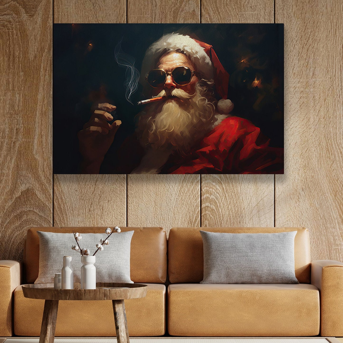 Santa's Cool Yule Vibe, Santa Claus Christmas Canvas Painting, Xmas Wall Art Decor - Christmas Poster Gift For Santa Claus Lovers