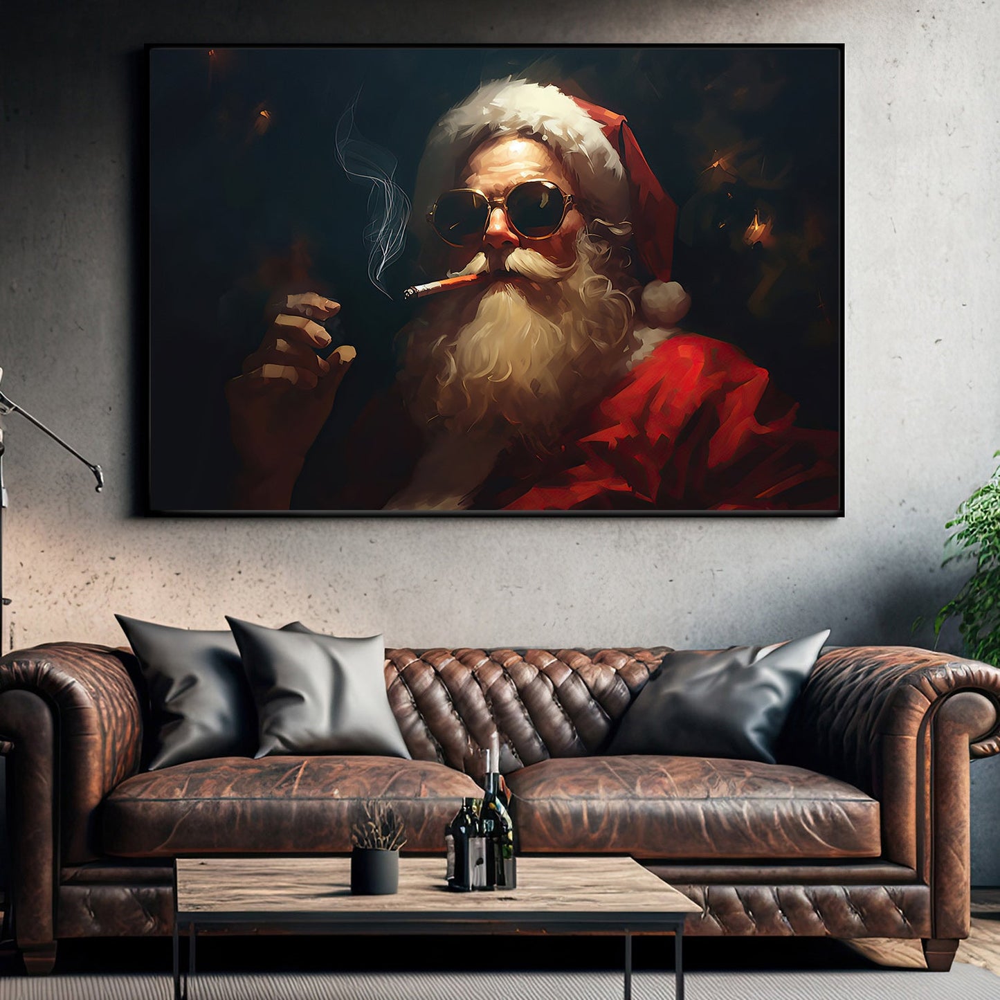 Santa's Cool Yule Vibe, Santa Claus Christmas Canvas Painting, Xmas Wall Art Decor - Christmas Poster Gift For Santa Claus Lovers