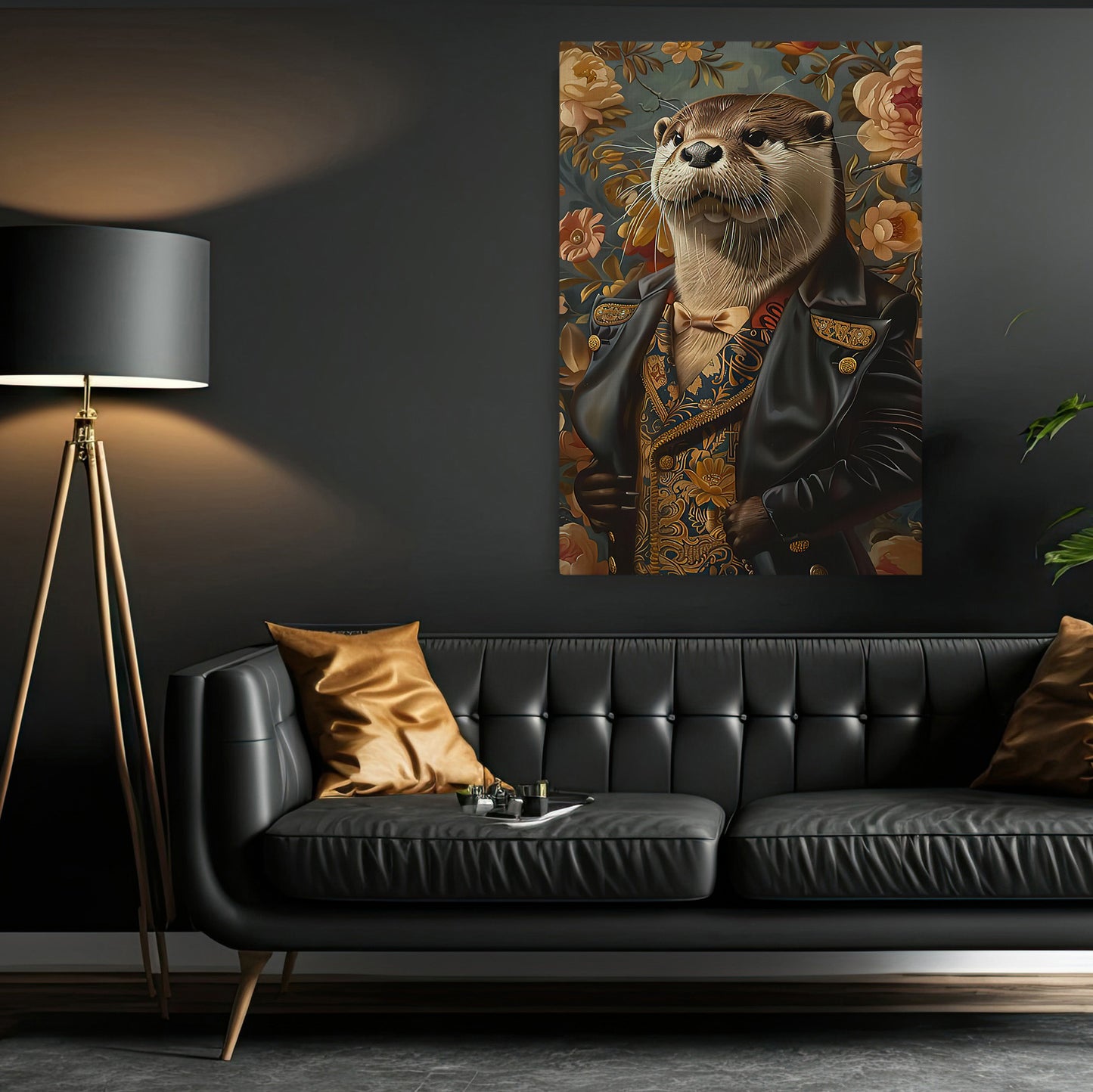 Dapper Otter Gentleman, Victorian Otter Canvas Painting, Victorian Animal Wall Art Decor, Poster Gift For Otter Lovers