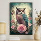 The Majestic Owl Amongst The Roses, Owl Canvas Painting, Wall Art Decor - Poster Gift For Owl Lovers