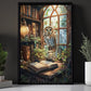 Vintage Owl And Books Canvas Painting, Cottage Owl Wall Art Decor, Poster Gift For Owl Lovers