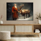 Whispering Winter's Tales, Santa Claus Christmas Canvas Painting, Xmas Wall Art Decor - Christmas Poster Gift For Deer Lovers