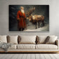 Whispering Winter's Tales, Santa Claus Christmas Canvas Painting, Xmas Wall Art Decor - Christmas Poster Gift For Deer Lovers