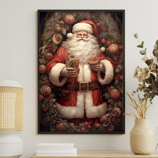 Santa's Merriment, Santa Claus Canvas Painting, Xmas Wall Art Decor - Christmas Poster Gift
