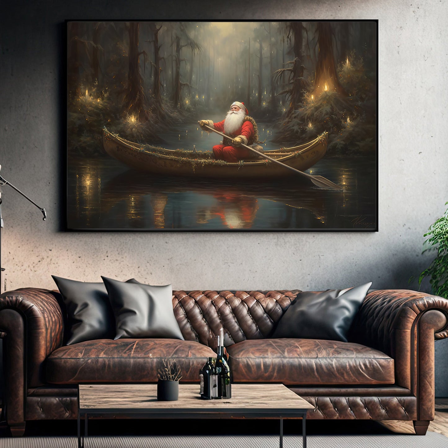 Santa's Enchanted Voyage, Sailing Santa Claus Christmas Canvas Painting, Xmas Wall Art Decor - Christmas Poster Gift For Sailing Lovers