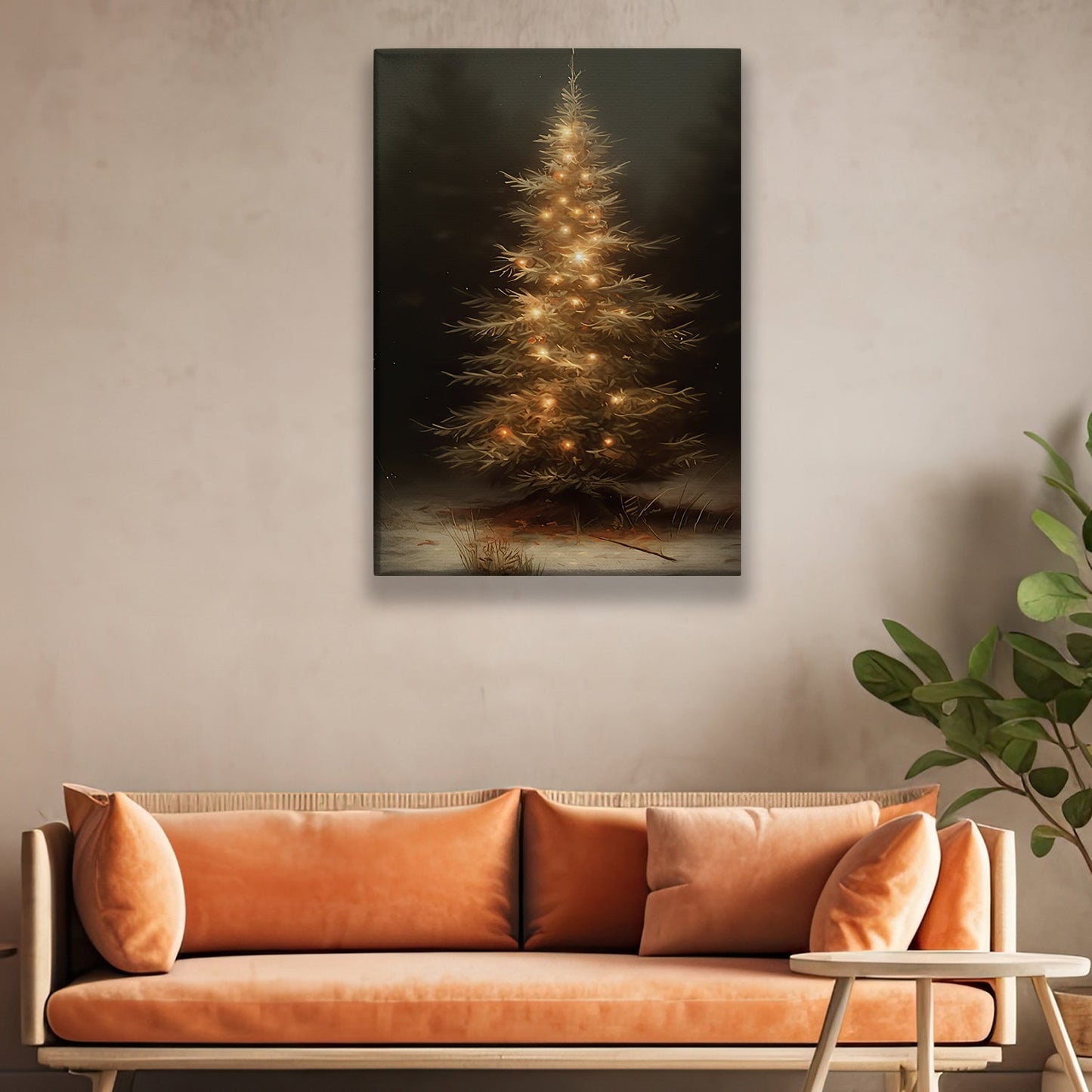 Solstice Sparkle The Lone Fir's Light, Christmas Canvas Painting, Xmas Wall Art Decor - Christmas Poster Gift