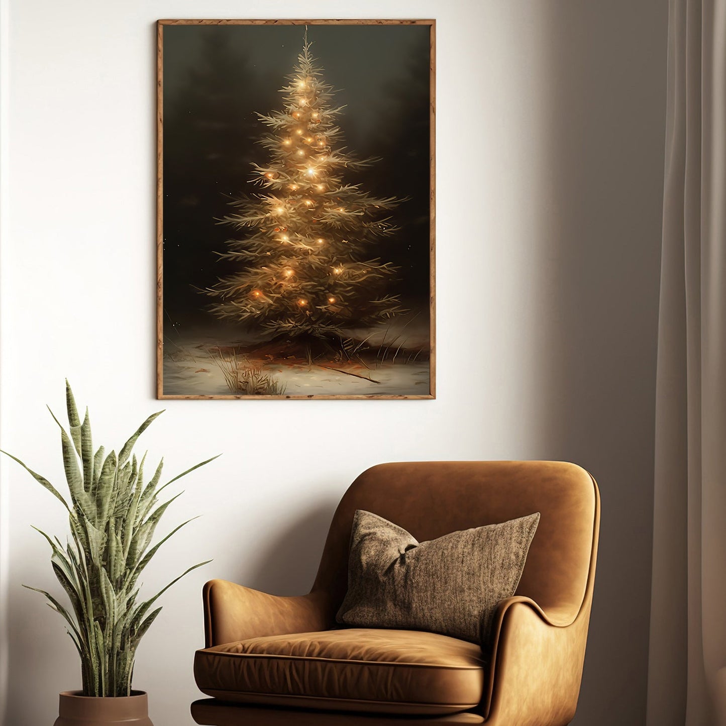 Solstice Sparkle The Lone Fir's Light, Christmas Canvas Painting, Xmas Wall Art Decor - Christmas Poster Gift