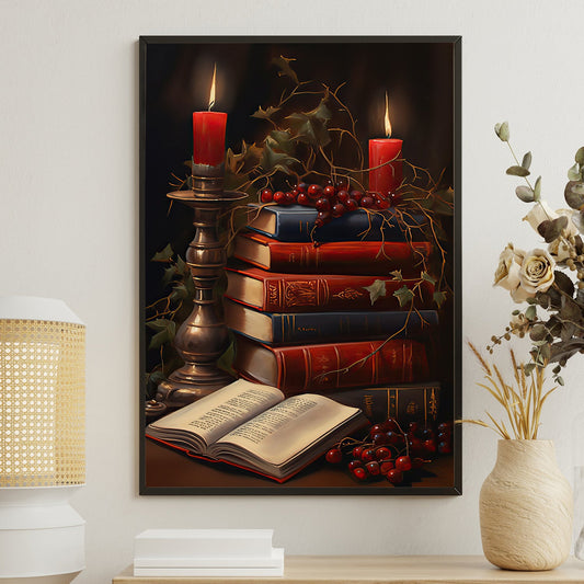 Nocturne of Knowledge A Scholar's Winter Evening, Christmas Canvas Painting, Xmas Wall Art Decor - Christmas Poster Gift