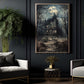 Gothic Halloween Haunted House Canvas Painting, Where Every Window Holds A Secret Wall Art Decor, Spooky Season Poster Gift To Decor House Or Office