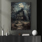 Gothic Halloween Haunted House Canvas Painting, Where Every Window Holds A Secret Wall Art Decor, Spooky Season Poster Gift To Decor House Or Office