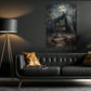 Gothic Halloween Haunted House Canvas Painting, Where Every Window Holds A Secret Wall Art Decor, Spooky Season Poster Gift To Decor House Or Office