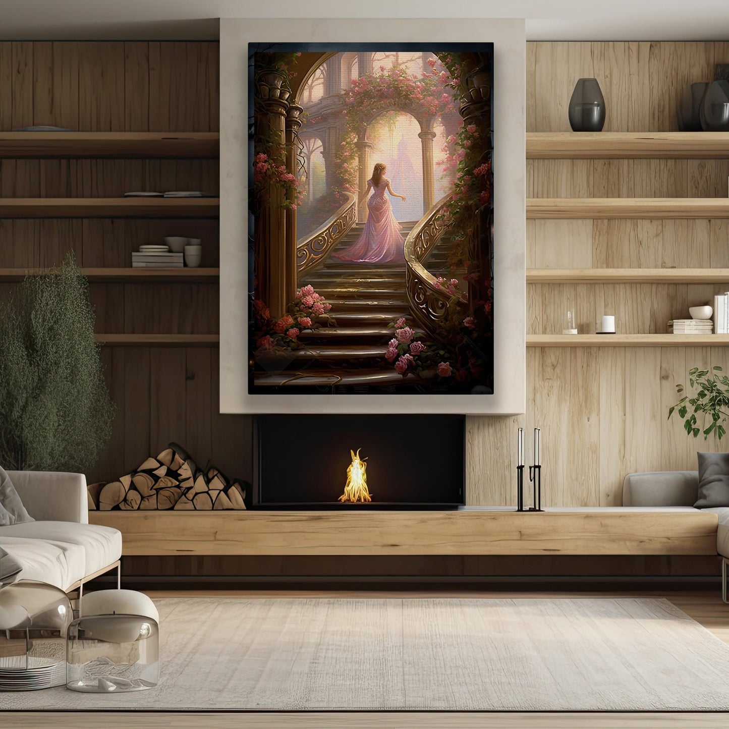 Twilight Promenade In The Garden Of Dreams, Victorian Princess Canvas Painting, Wall Art Decor - Princess Poster Gift