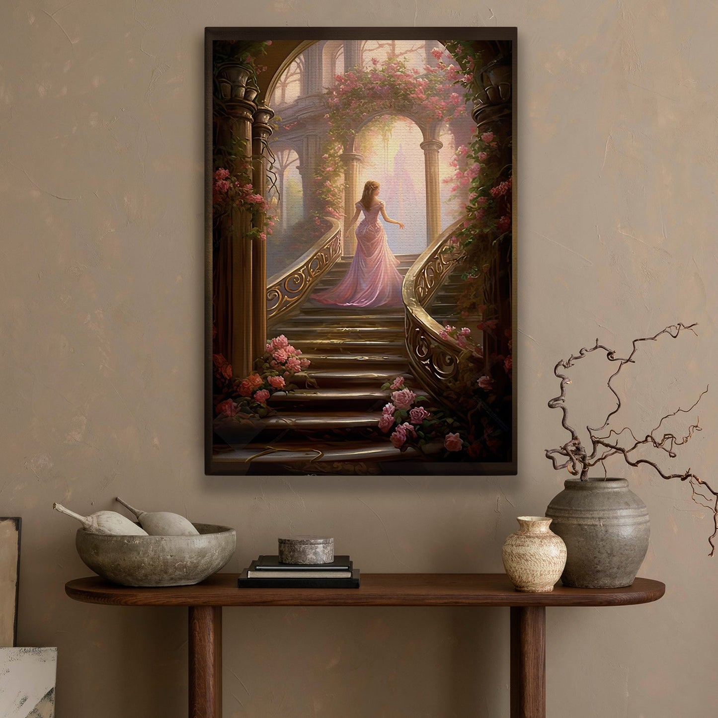 Twilight Promenade In The Garden Of Dreams, Victorian Princess Canvas Painting, Wall Art Decor - Princess Poster Gift