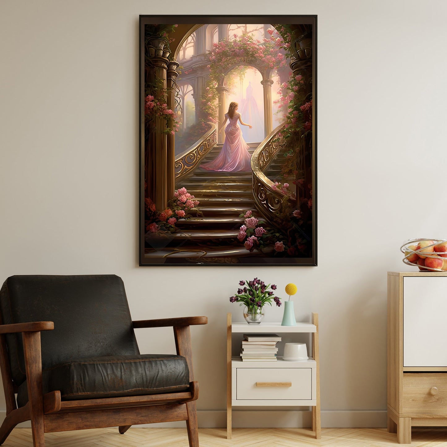 Twilight Promenade In The Garden Of Dreams, Victorian Princess Canvas Painting, Wall Art Decor - Princess Poster Gift