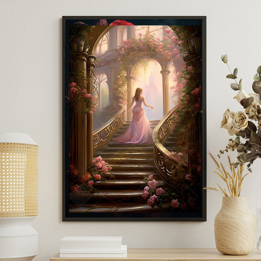 Twilight Promenade In The Garden Of Dreams, Victorian Princess Canvas Painting, Wall Art Decor - Princess Poster Gift