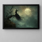 Moonlit Silence, Witch Canvas Painting, Spooky Season Wall Art Decor, Halloween Poster Gift For Witch Lovers