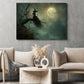 Moonlit Silence, Witch Canvas Painting, Spooky Season Wall Art Decor, Halloween Poster Gift For Witch Lovers