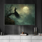 Moonlit Silence, Witch Canvas Painting, Spooky Season Wall Art Decor, Halloween Poster Gift For Witch Lovers