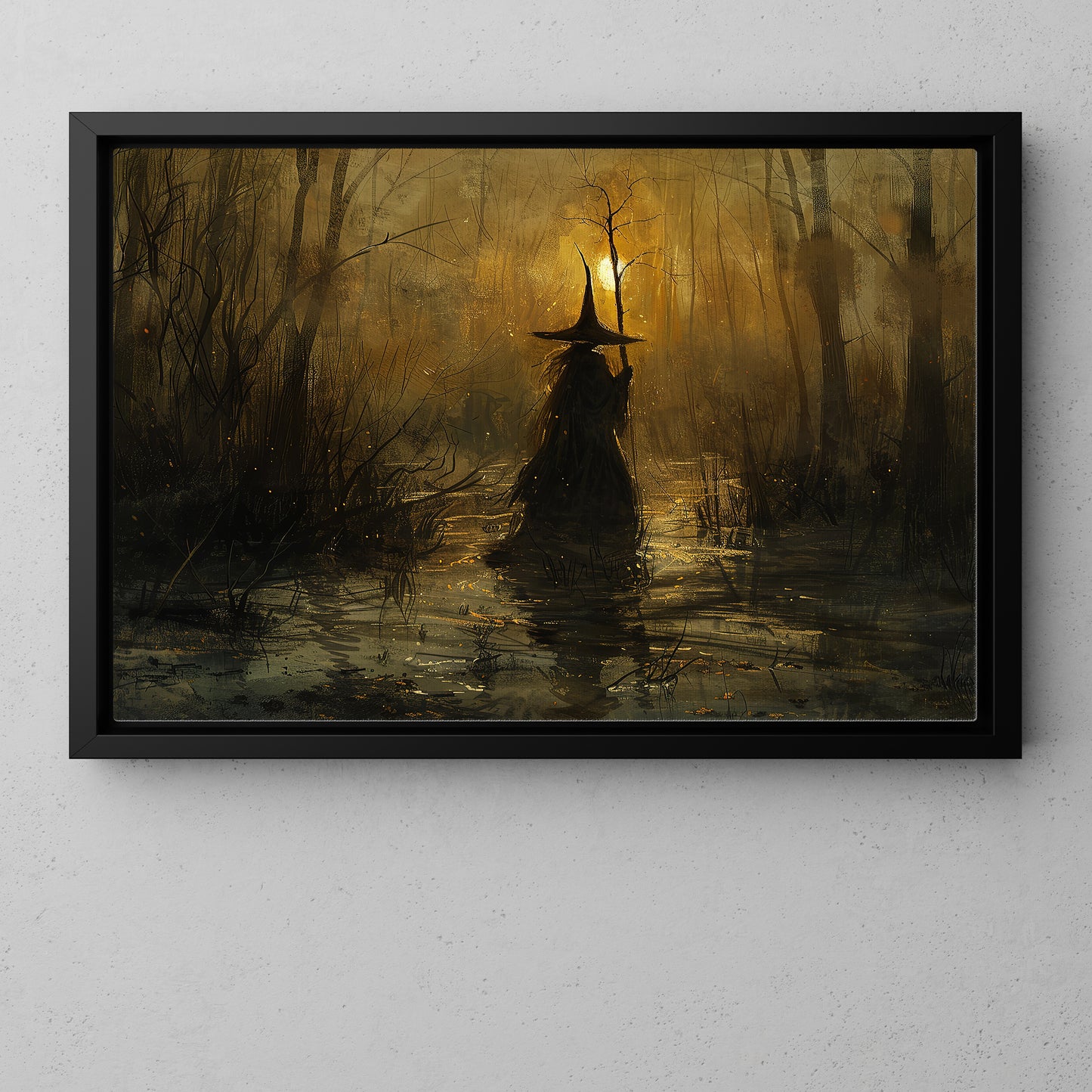 Cloaked in Mystery, Witch Canvas Painting, Spooky Season Wall Art Decor, Halloween Poster Gift For Witch Lovers