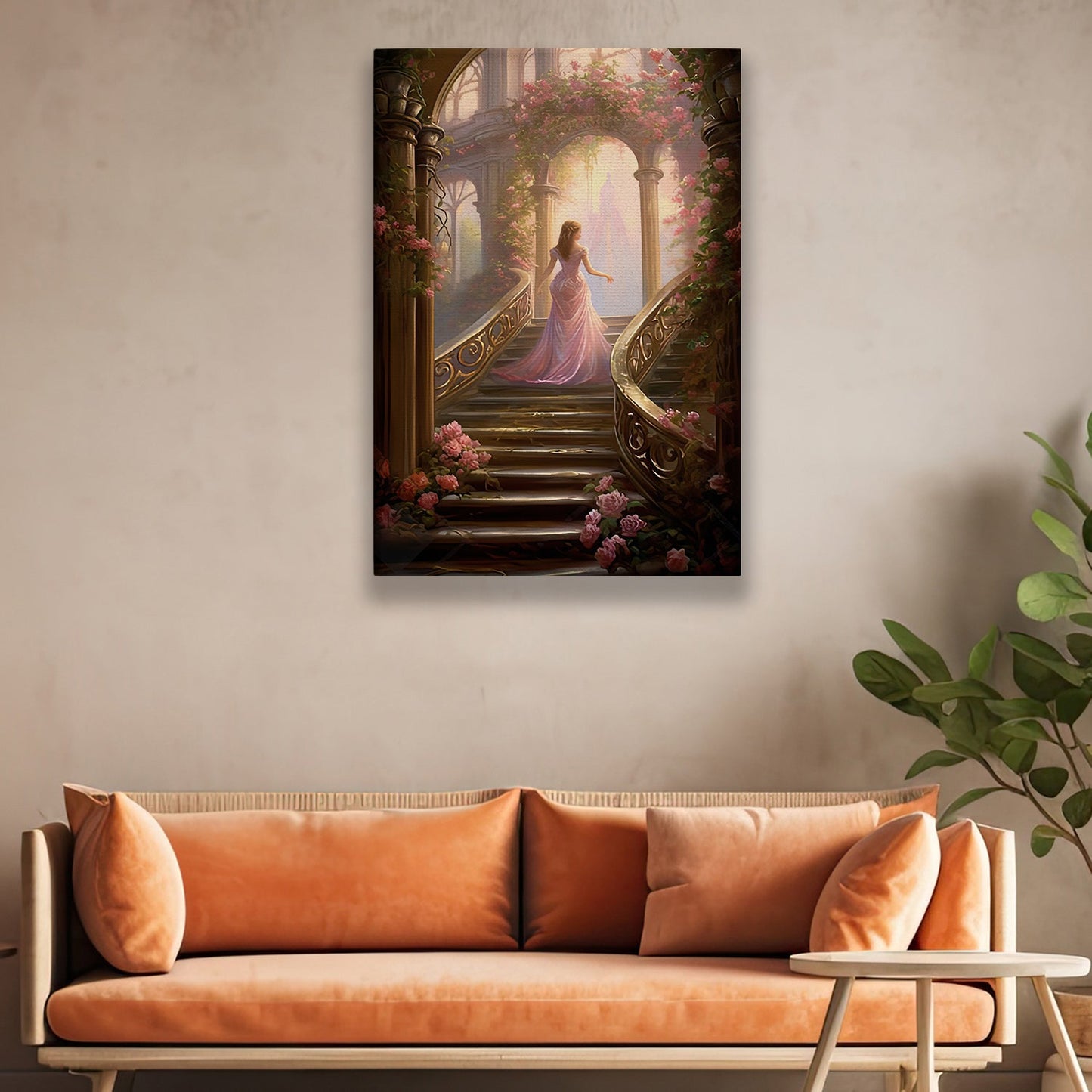 Twilight Promenade In The Garden Of Dreams, Victorian Princess Canvas Painting, Wall Art Decor - Princess Poster Gift