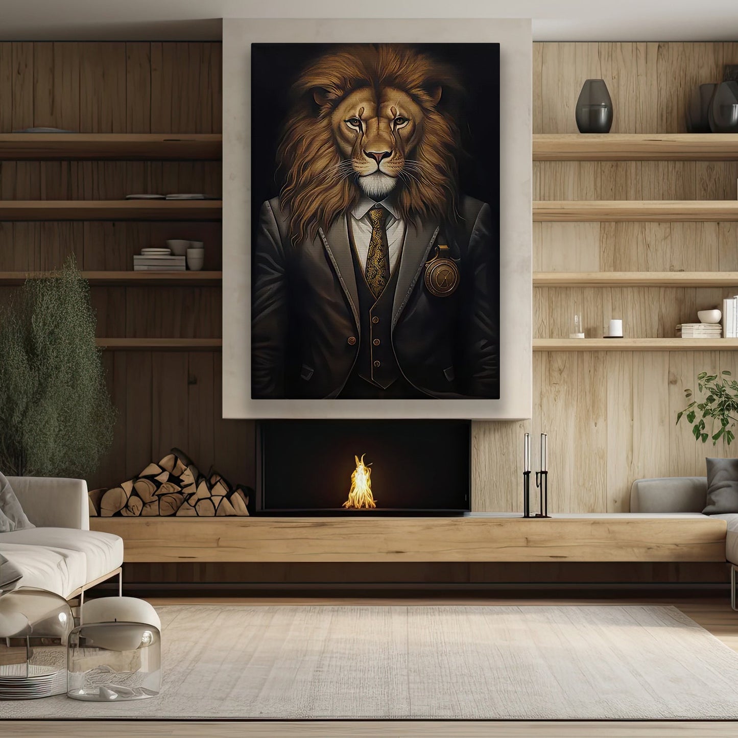 The Regal Lion, Lion Canvas Painting, Wall Art Decor - Poster Gift For Lion Lovers