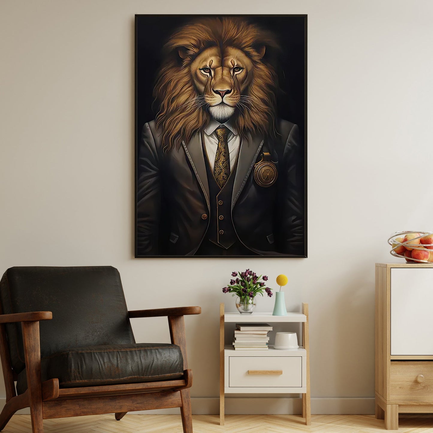 The Regal Lion, Lion Canvas Painting, Wall Art Decor - Poster Gift For Lion Lovers