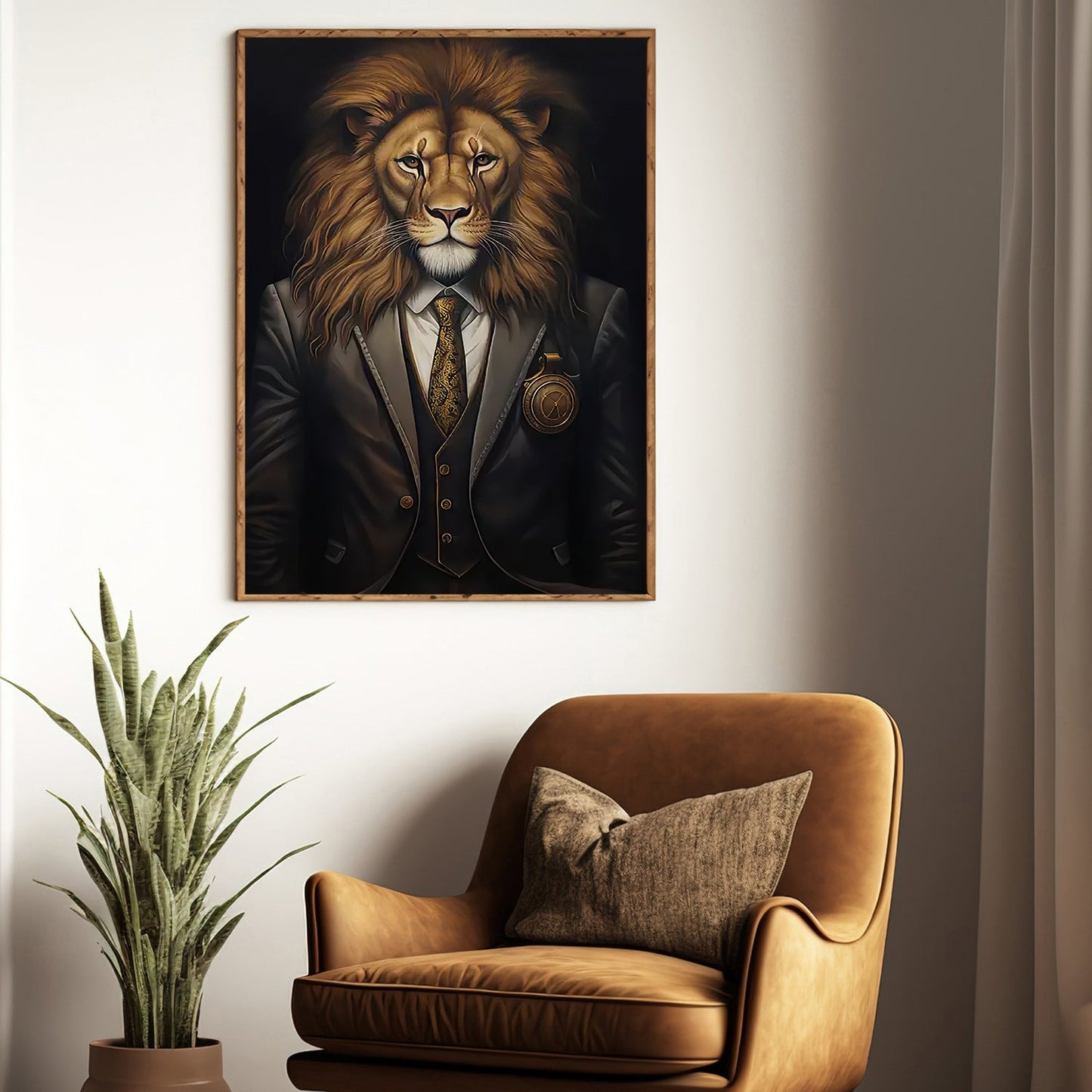 The Regal Lion, Lion Canvas Painting, Wall Art Decor - Poster Gift For Lion Lovers