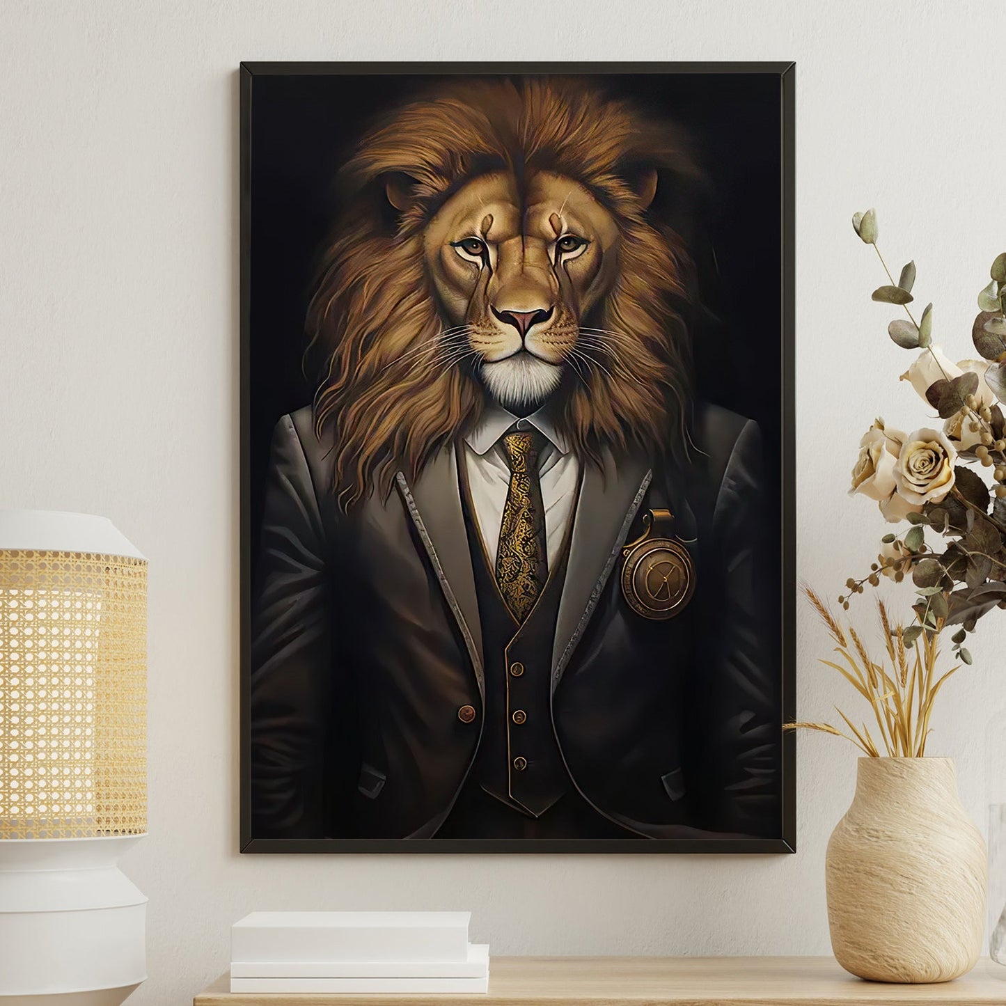 The Regal Lion, Lion Canvas Painting, Wall Art Decor - Poster Gift For Lion Lovers