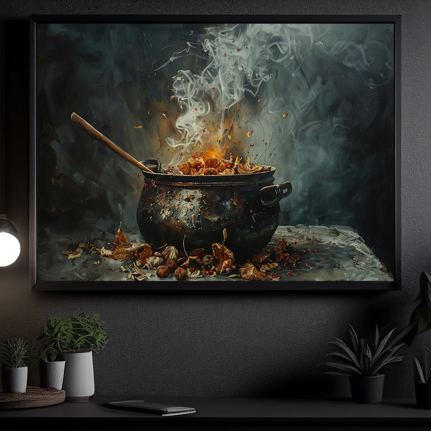 Bubbling Magic, Autumn Canvas Painting, Spooky Season Wall Art Decor, Halloween Poster Gift