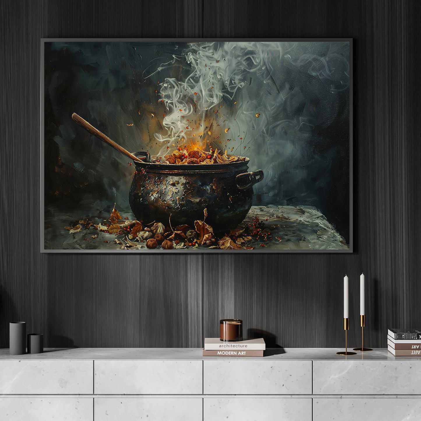 Bubbling Magic, Autumn Canvas Painting, Spooky Season Wall Art Decor, Halloween Poster Gift