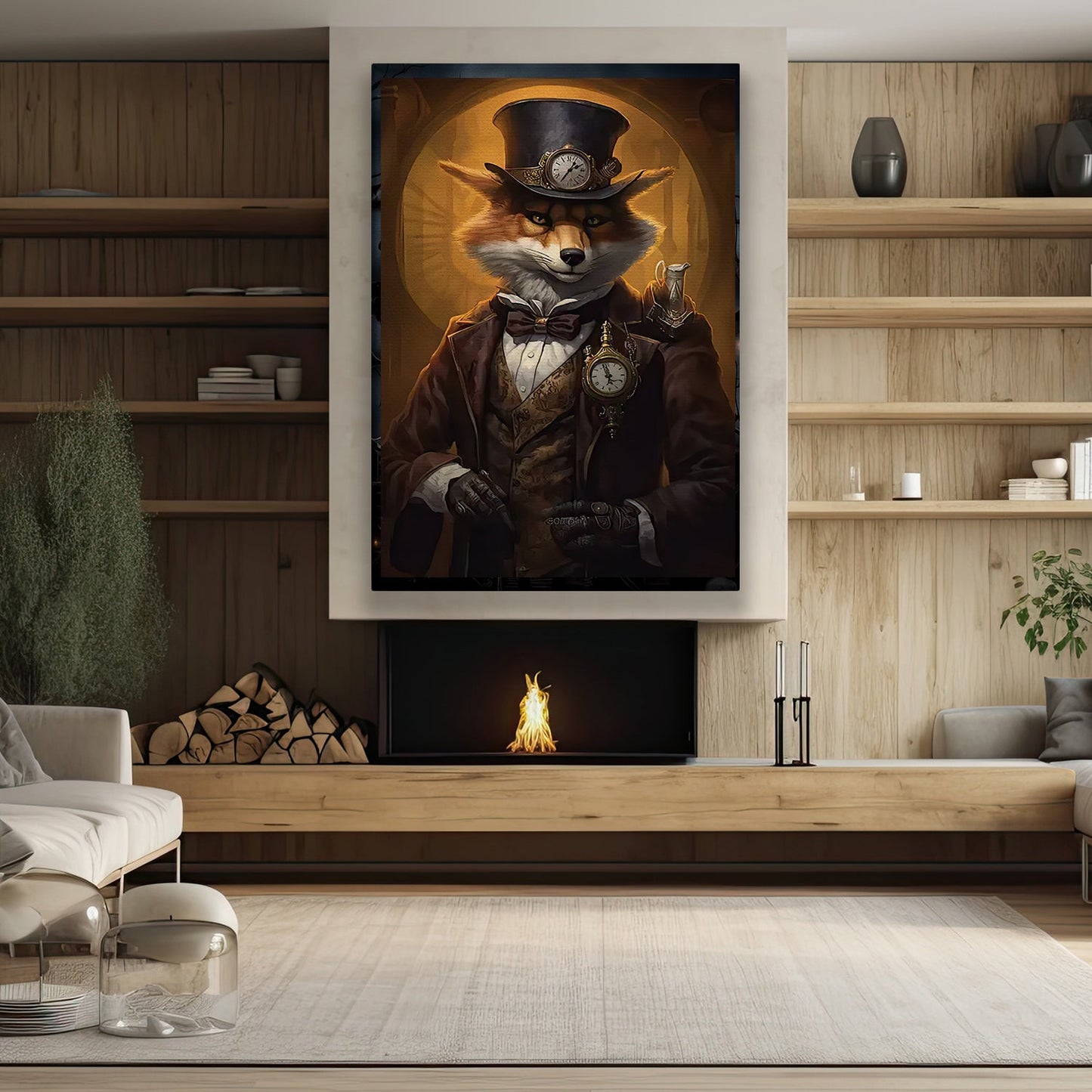 Victorian Portrait Fox In Suit Vest, Fox Canvas Painting, Wall Art Decor - Poster Gift For Fox Lovers