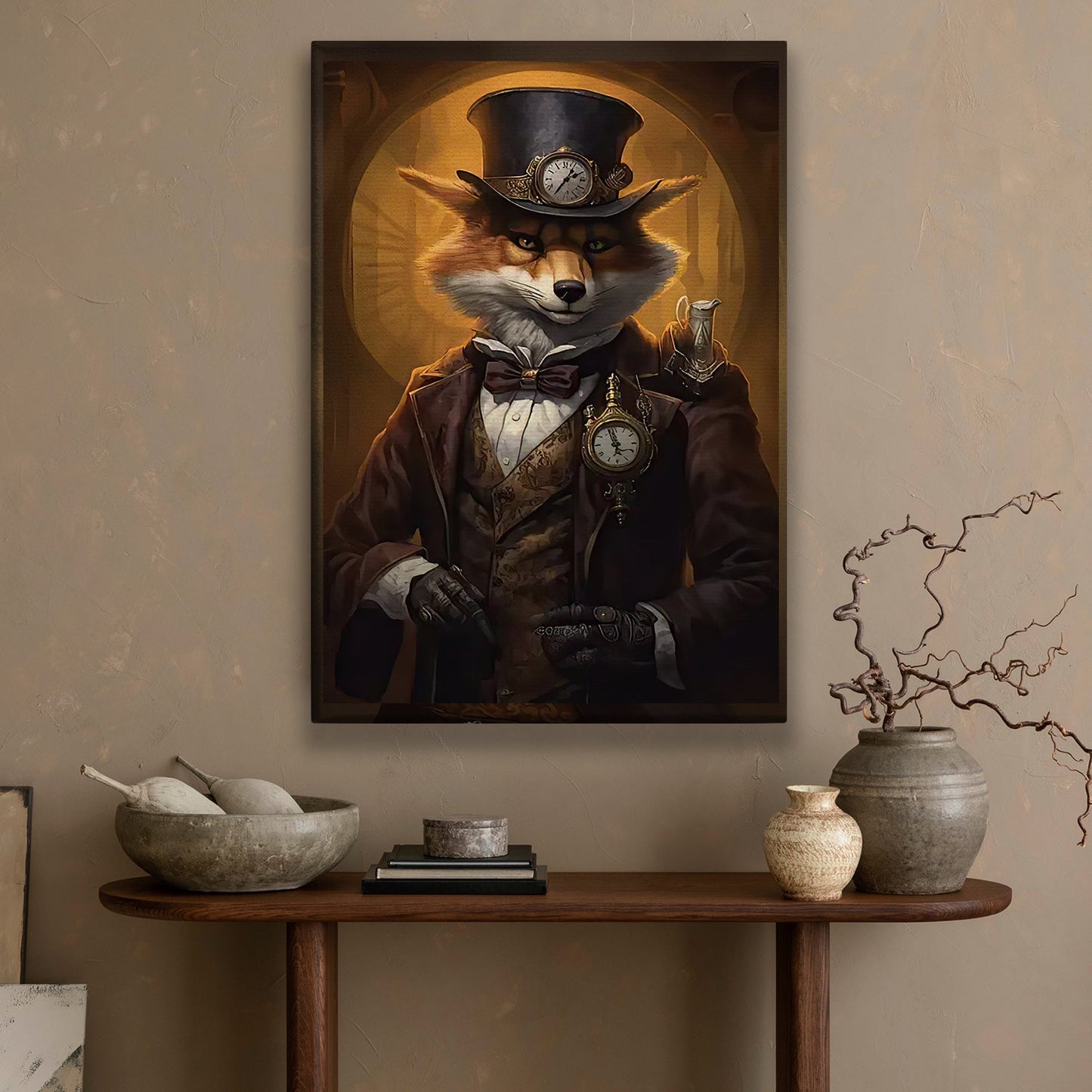 Victorian Portrait Fox In Suit Vest, Fox Canvas Painting, Wall Art Decor - Poster Gift For Fox Lovers