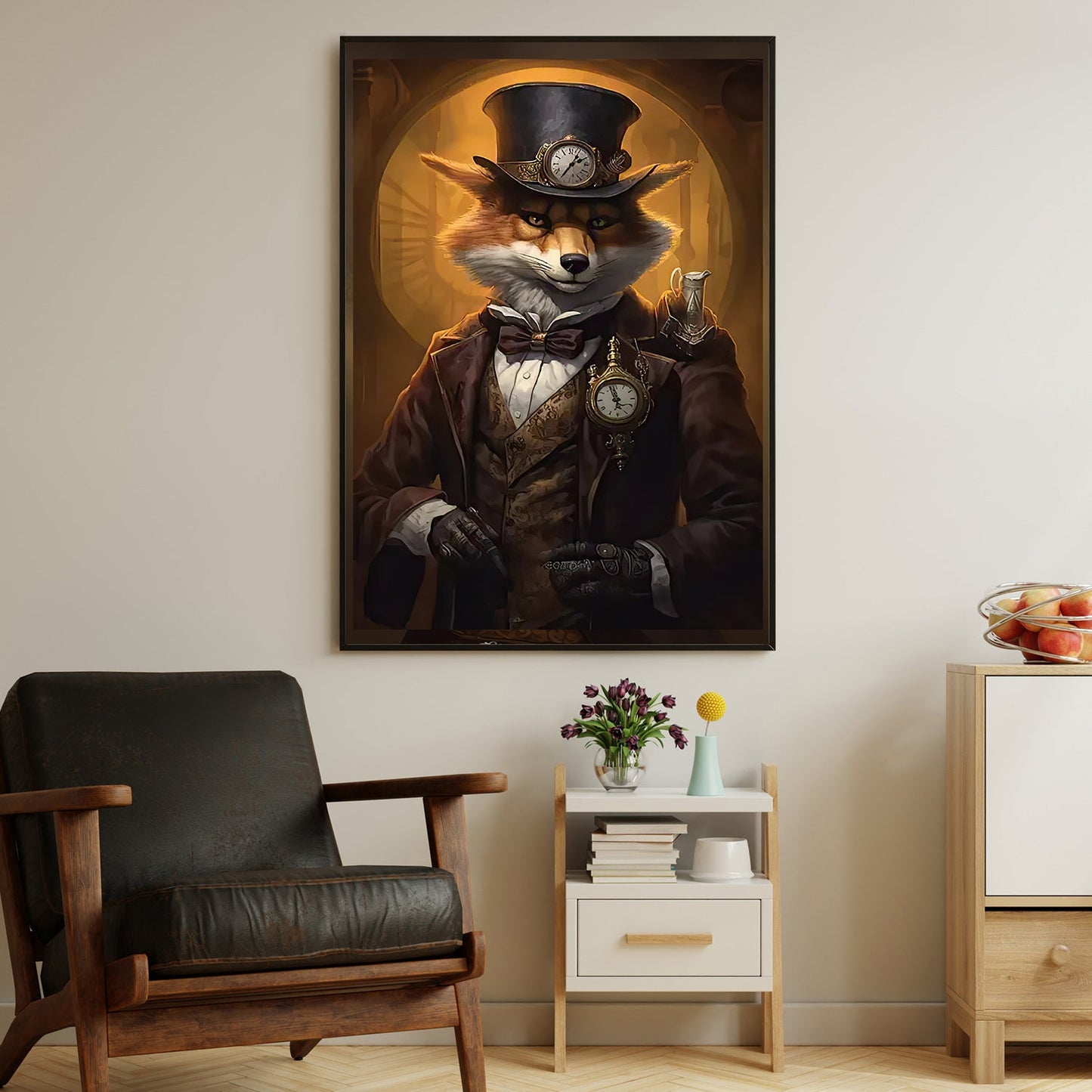 Victorian Portrait Fox In Suit Vest, Fox Canvas Painting, Wall Art Decor - Poster Gift For Fox Lovers