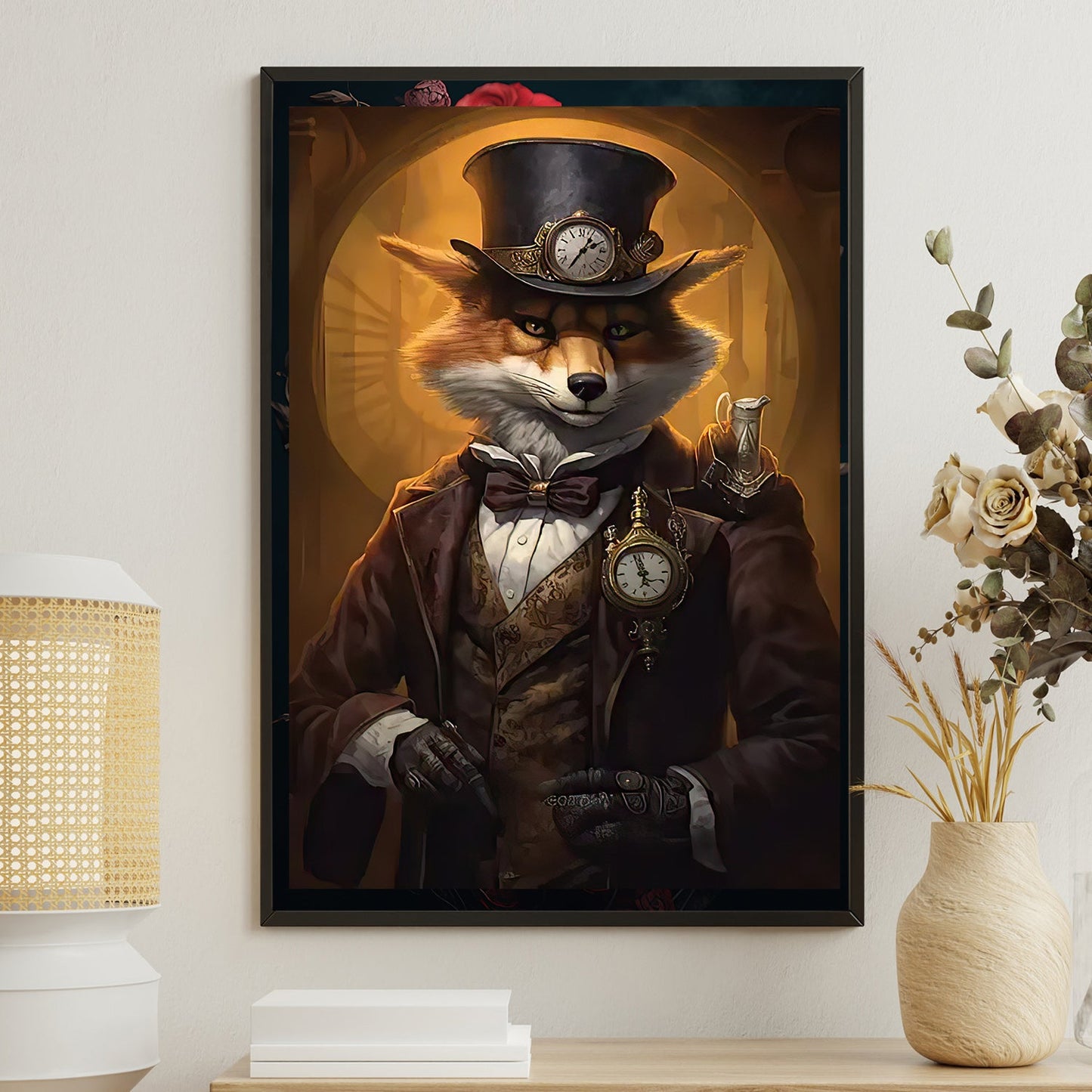 Victorian Portrait Fox In Suit Vest, Fox Canvas Painting, Wall Art Decor - Poster Gift For Fox Lovers