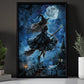 Witch Rides Broom Halloween Canvas Painting, Spooky Season Wall Art Decor, Halloween Poster Gift For Witch Lovers