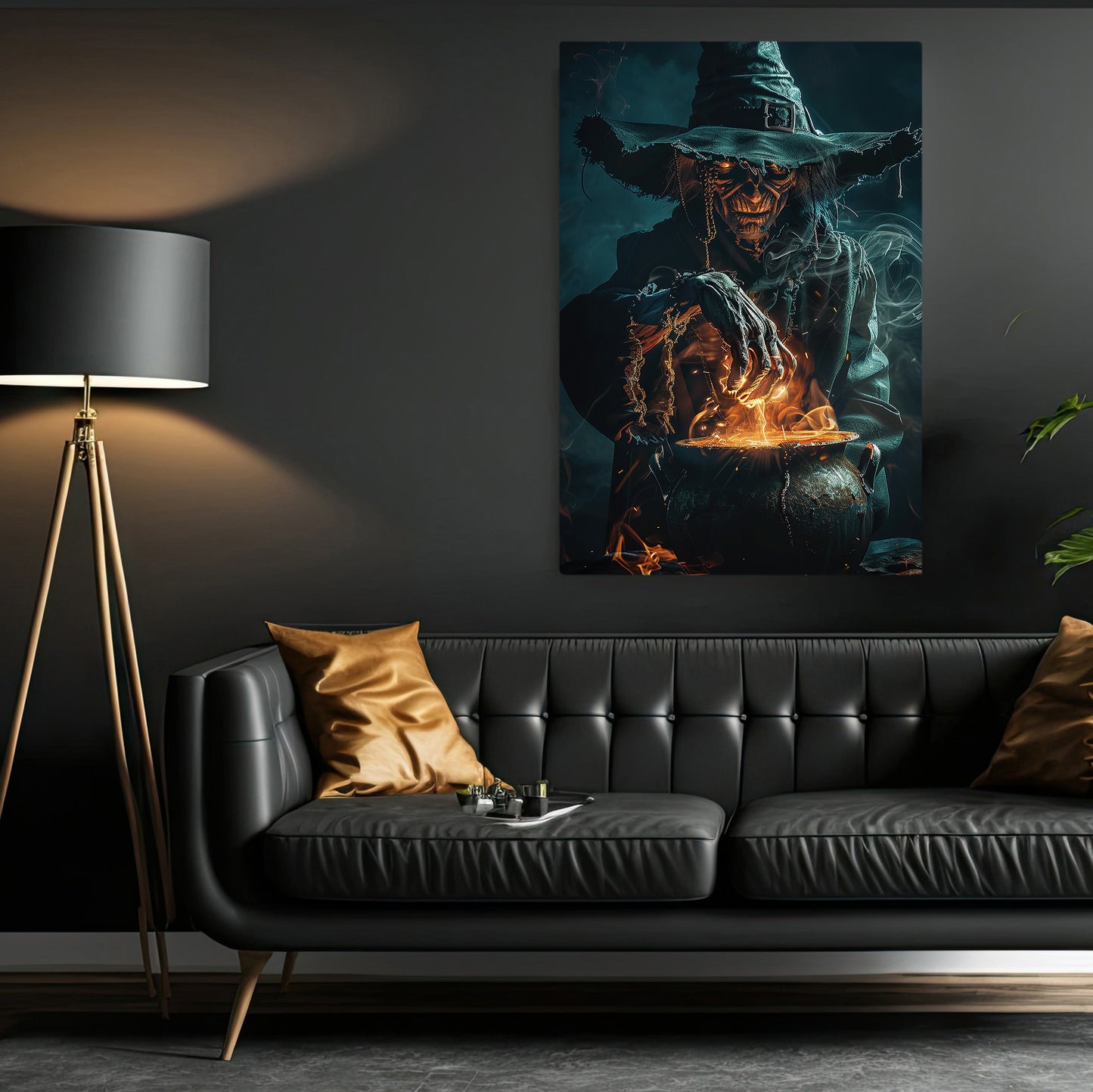 The Witch's Cauldron, Witches Canvas Painting, Spooky Season Wall Art Decor, Halloween Poster Gift For Witch Lovers