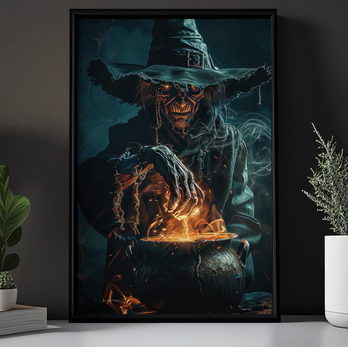 The Witch's Cauldron, Witches Canvas Painting, Spooky Season Wall Art Decor, Halloween Poster Gift For Witch Lovers