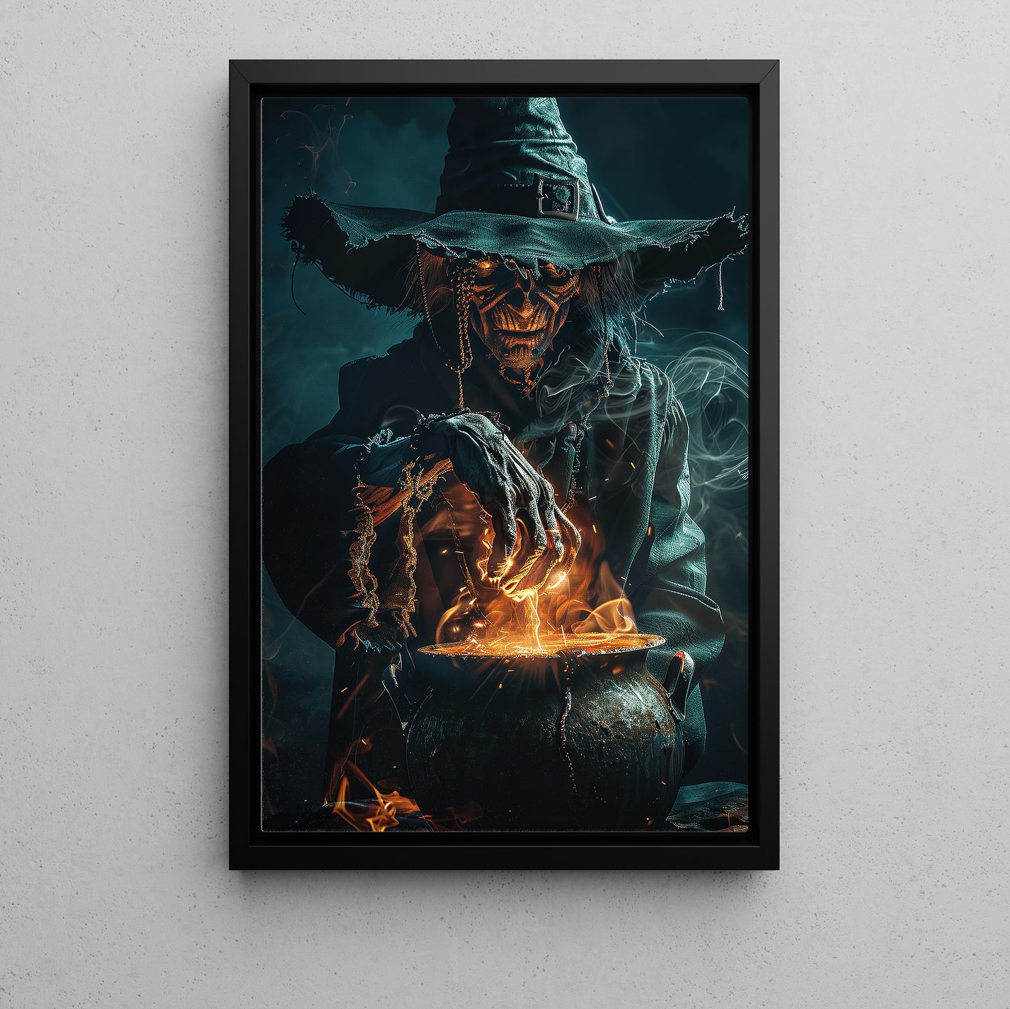 The Witch's Cauldron, Witches Canvas Painting, Spooky Season Wall Art Decor, Halloween Poster Gift For Witch Lovers