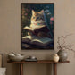 Cute Cat Read Book, Victorian Cat Canvas Painting, Wall Art Decor - Poster Gift For Cat Lovers