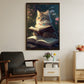 Cute Cat Read Book, Victorian Cat Canvas Painting, Wall Art Decor - Poster Gift For Cat Lovers