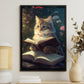 Cute Cat Read Book, Victorian Cat Canvas Painting, Wall Art Decor - Poster Gift For Cat Lovers