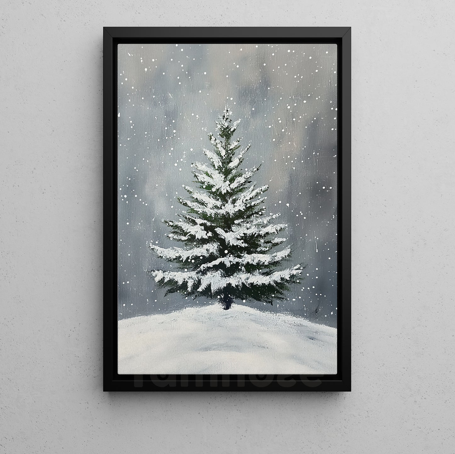 Christmas Canvas Painting, A Pine Tree in Winter Wall Art Decor, Xmas Poster Gift