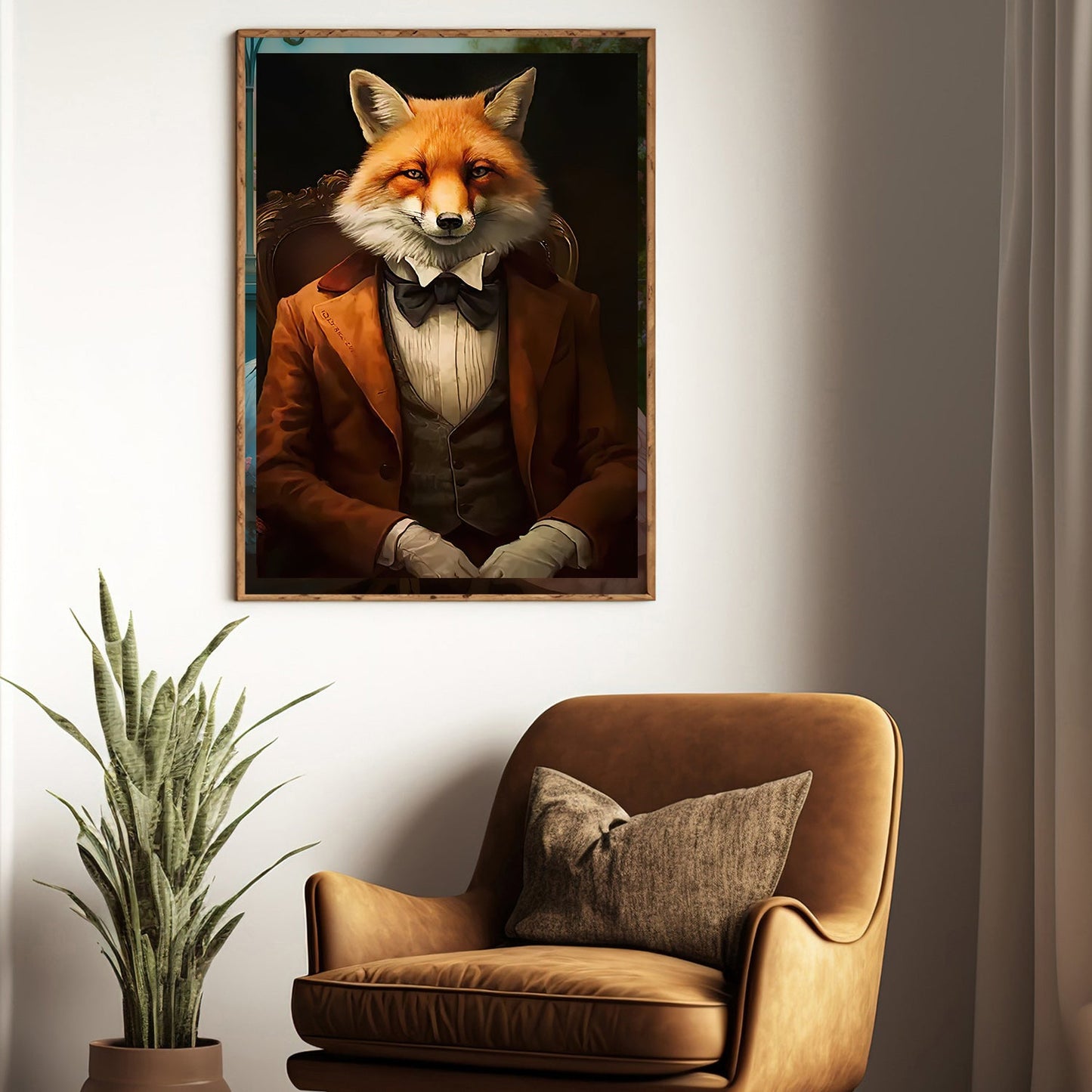 Victorian Portrait Fox In Suit Vest, Fox Canvas Painting, Wall Art Decor - Poster Gift For Fox Lovers