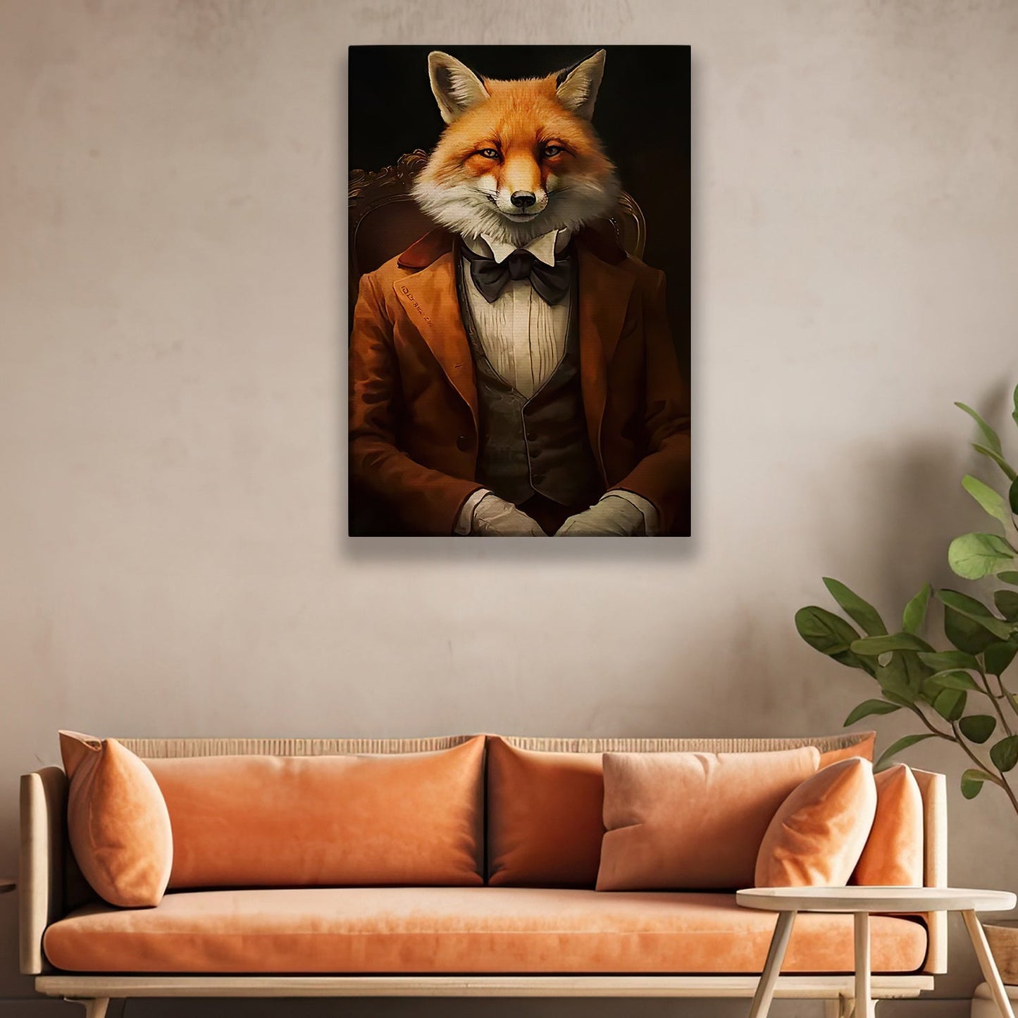 Victorian Portrait Fox In Suit Vest, Fox Canvas Painting, Wall Art Decor - Poster Gift For Fox Lovers