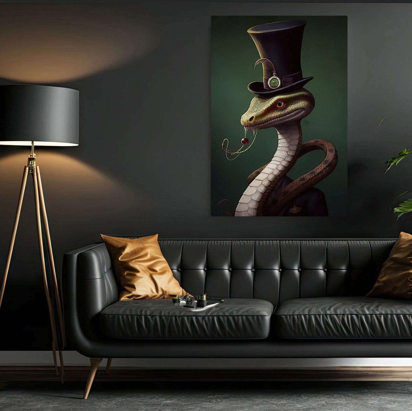 Serpentine Sophistication The Dapper Reptile, Victorian Snake Canvas Painting, Victorian Animal Wall Art Decor, Poster Gift For Snake Lovers