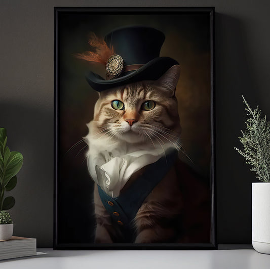 Feline Aristocrat, Victorian Cat Canvas Painting, Victorian Animal Wall Art Decor, Poster Gift For Cat Lovers