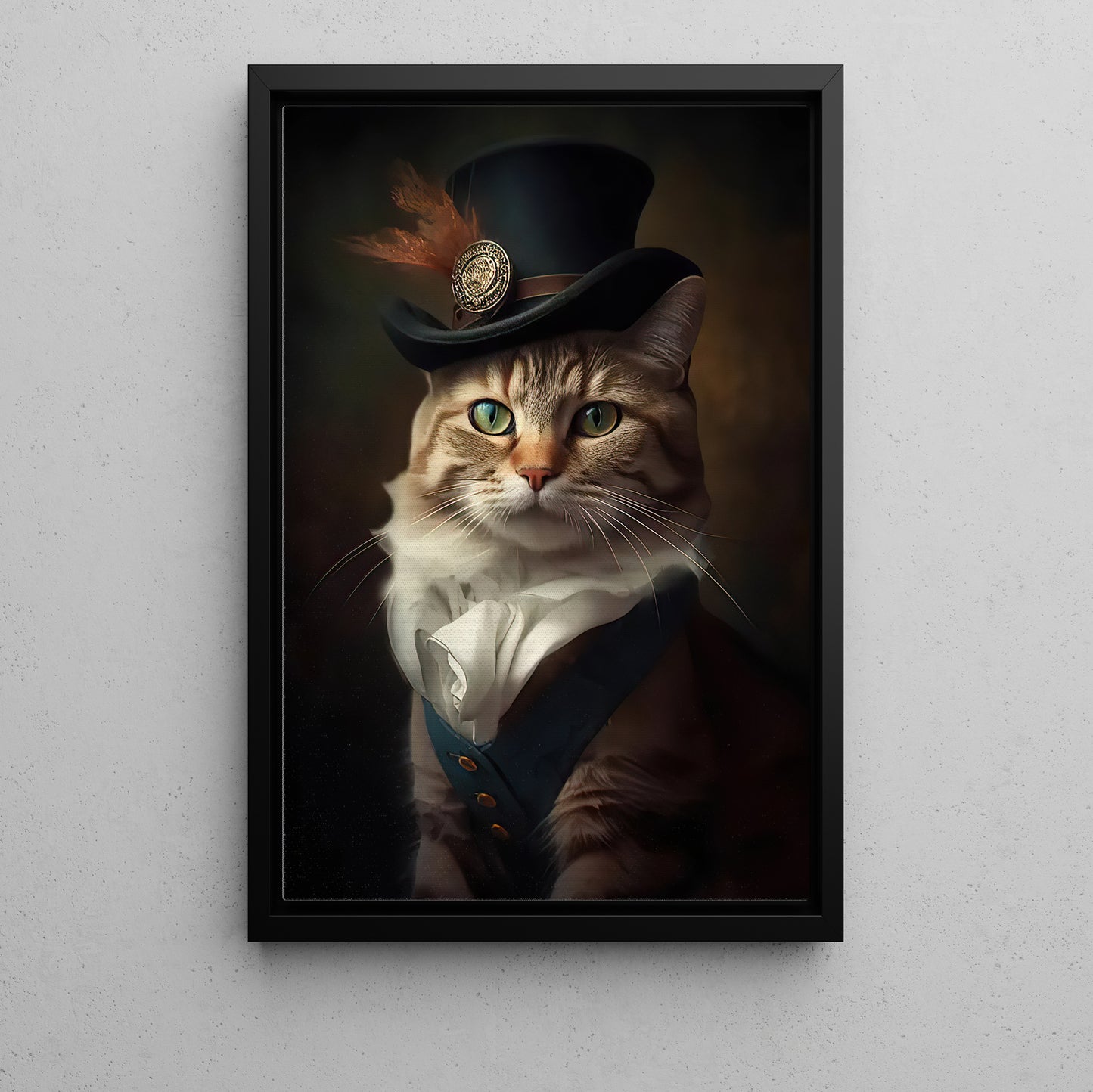 Feline Aristocrat, Victorian Cat Canvas Painting, Victorian Animal Wall Art Decor, Poster Gift For Cat Lovers